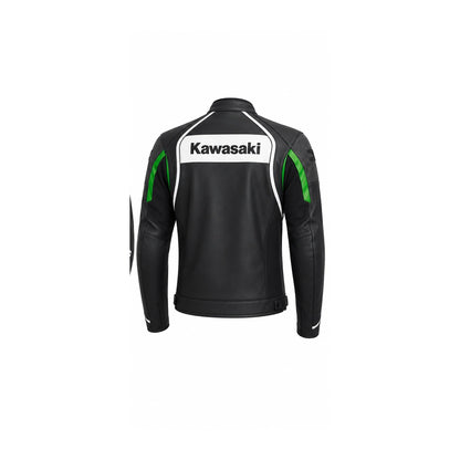 Kawasaki Black Green Motorcycle Leather Jacket | Racing Riding Jacket