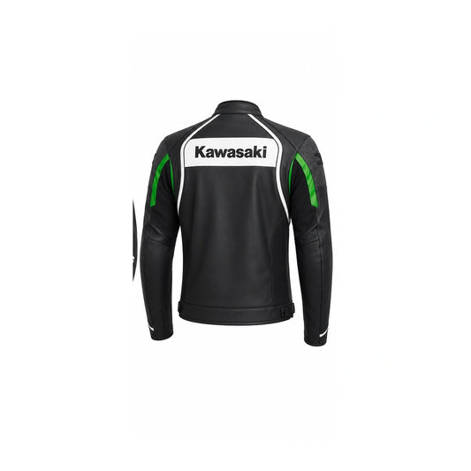 Kawasaki Black Green Motorcycle Leather Jacket | Racing Riding Jacket