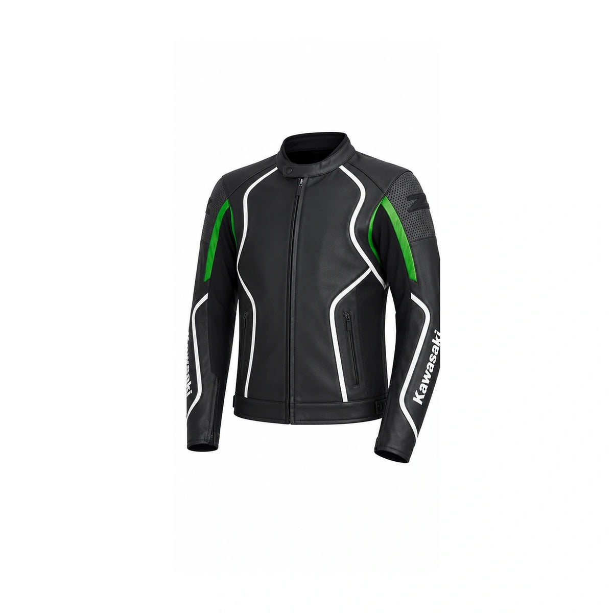 Kawasaki Black Green Motorcycle Leather Jacket | Racing Riding Jacket
