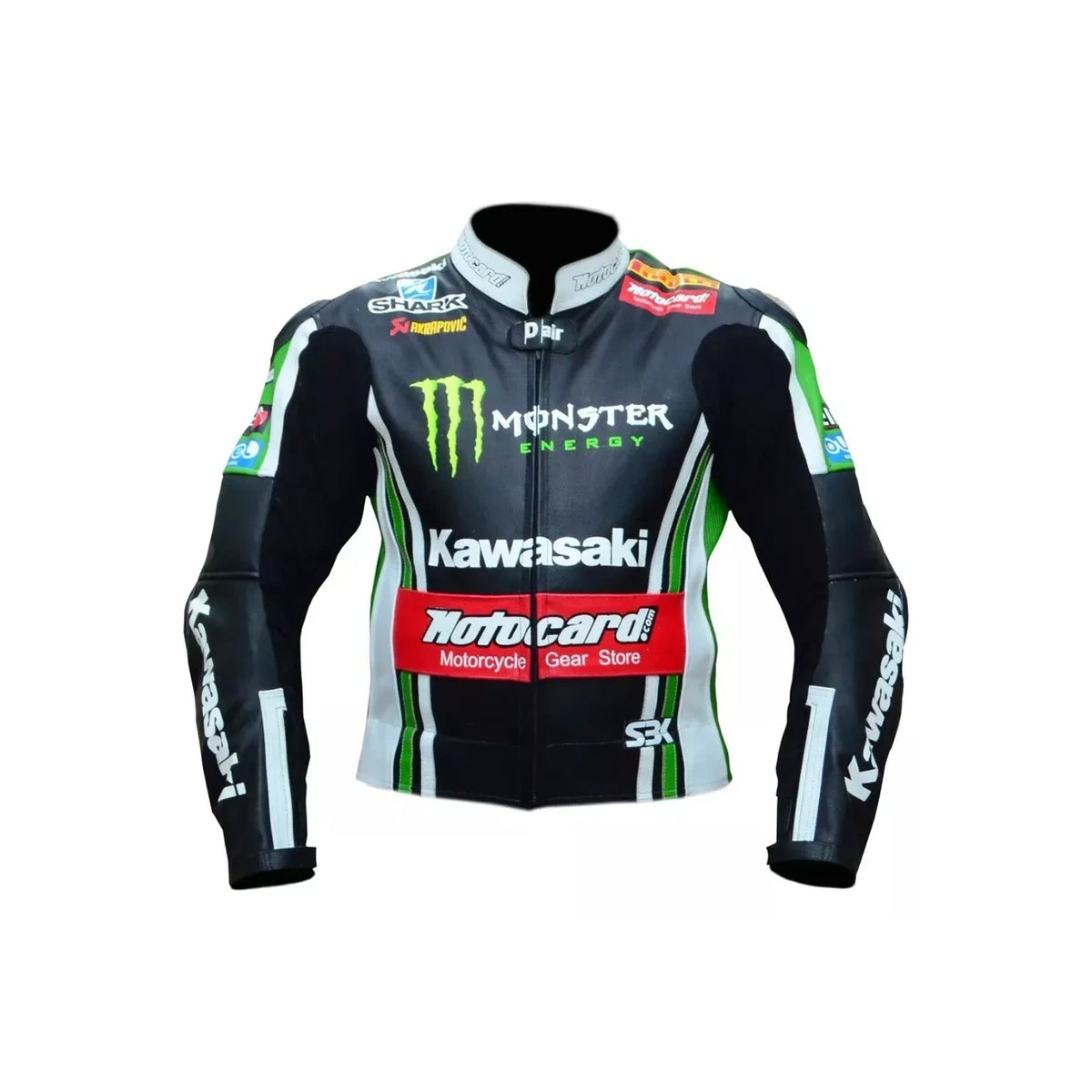 Kawasaki Racing Team Motorcycle Leather Jacket – Black Green Monster Racing Jacket