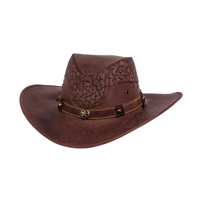Premium Leather Cowboy Hat – Western Outback Hat with Decorative Band
