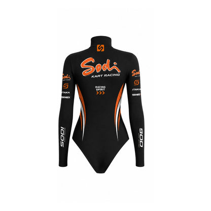 Sodi Kart Racing Bodysuit Black Orange – Women’s Motorsport Racing Suit