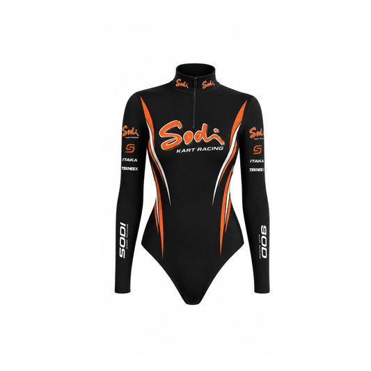 Sodi Kart Racing Bodysuit Black Orange – Women’s Motorsport Racing Suit