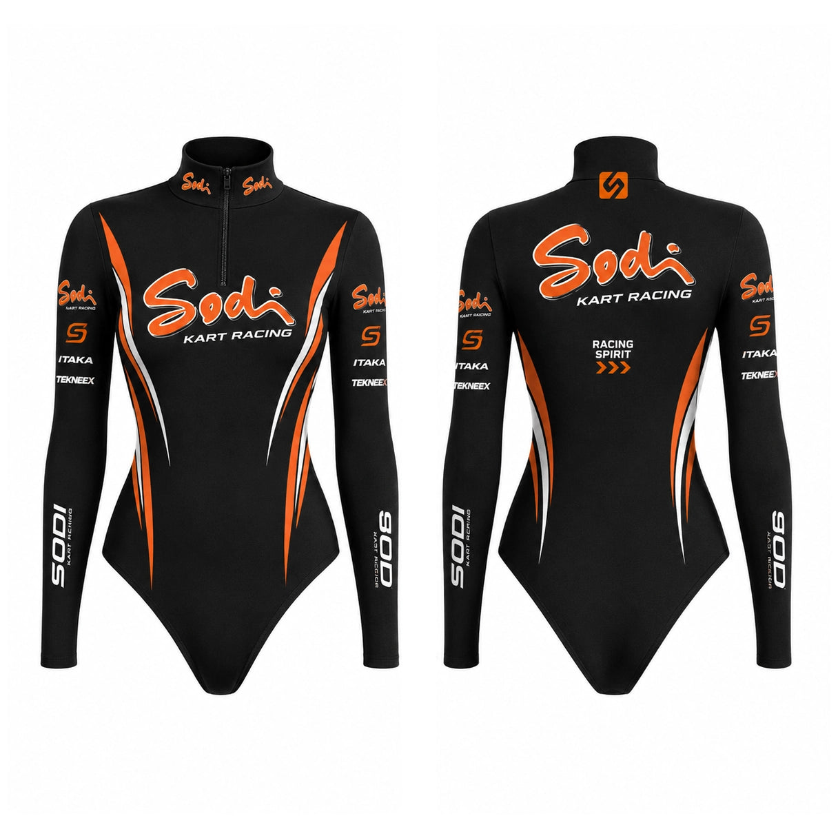 Sodi Kart Racing Bodysuit Black Orange – Women’s Motorsport Racing Suit