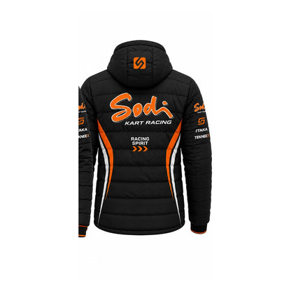 Sodi Kart Racing Puffer Jacket Black Orange – Motorsport Winter Jacket