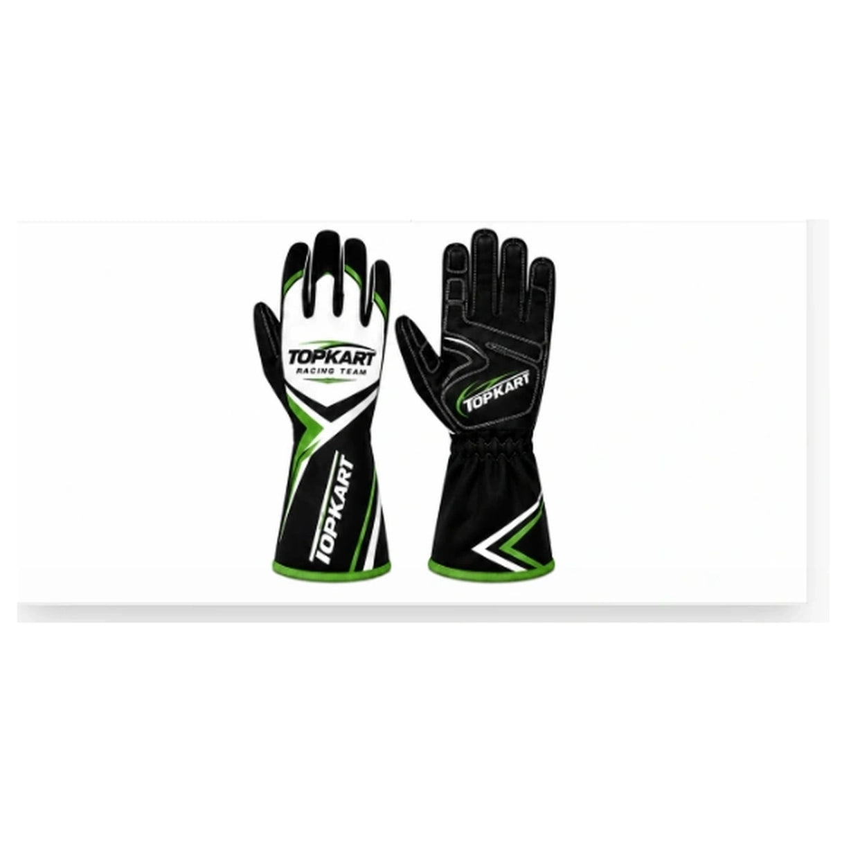 TopKart Racing Team Karting Gloves – Black Green Professional Kart Gloves