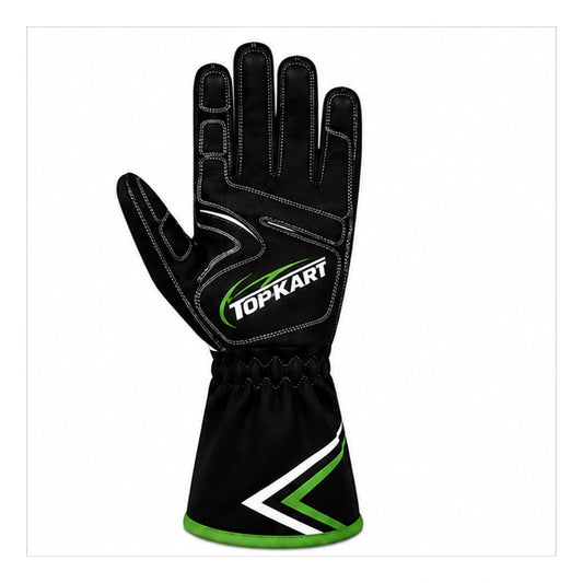 TopKart Racing Team Karting Gloves – Black Green Professional Kart Gloves