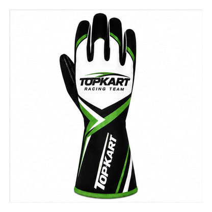 TopKart Racing Team Karting Gloves – Black Green Professional Kart Gloves