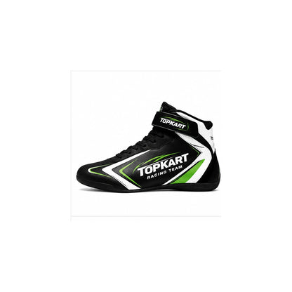 TopKart Racing Team Karting Shoes – Black Green White Motorsport Shoes