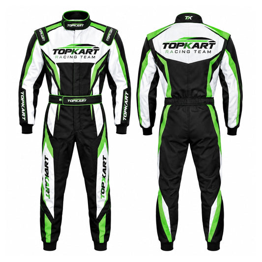 TopKart Racing Suit Black Green White | Professional Karting Suit