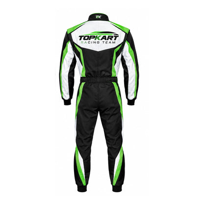 TopKart Racing Suit Black Green White | Professional Karting Suit