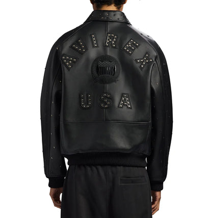 AVIREX Studded Leather Jacket – USA Embossed