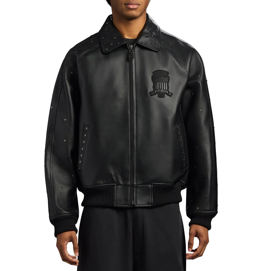 AVIREX Studded Leather Jacket – USA Embossed