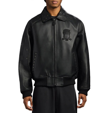 AVIREX Studded Leather Jacket – USA Embossed