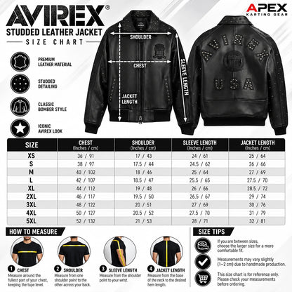 AVIREX Studded Leather Jacket – USA Embossed