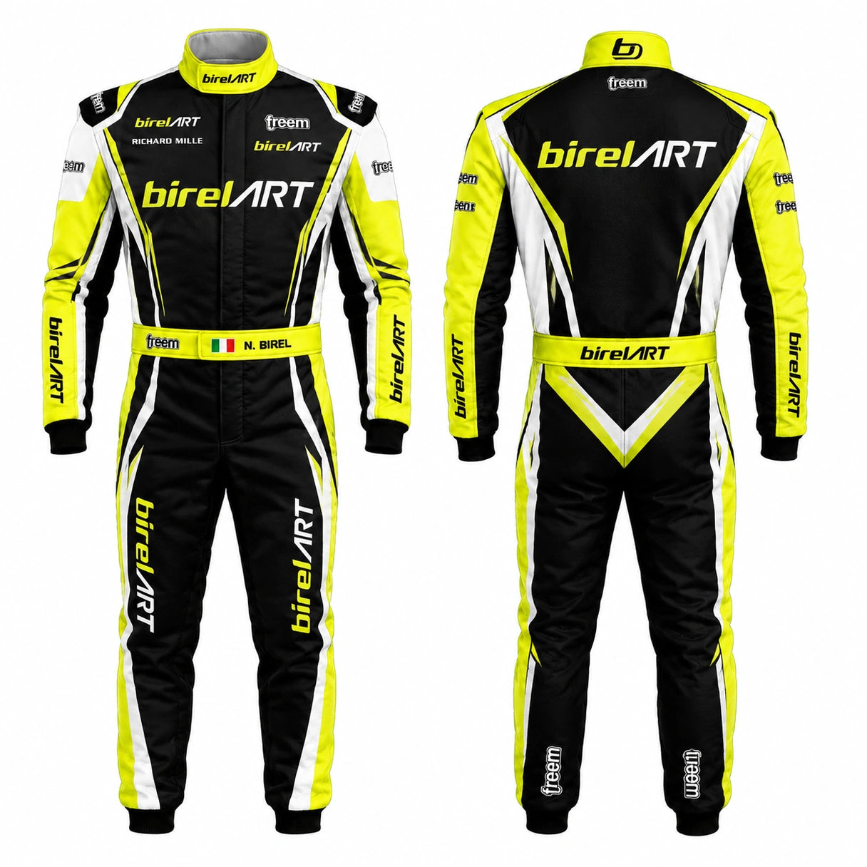 BirelART Black & Neon Yellow Karting Racing Suit – Custom Go Kart Suit