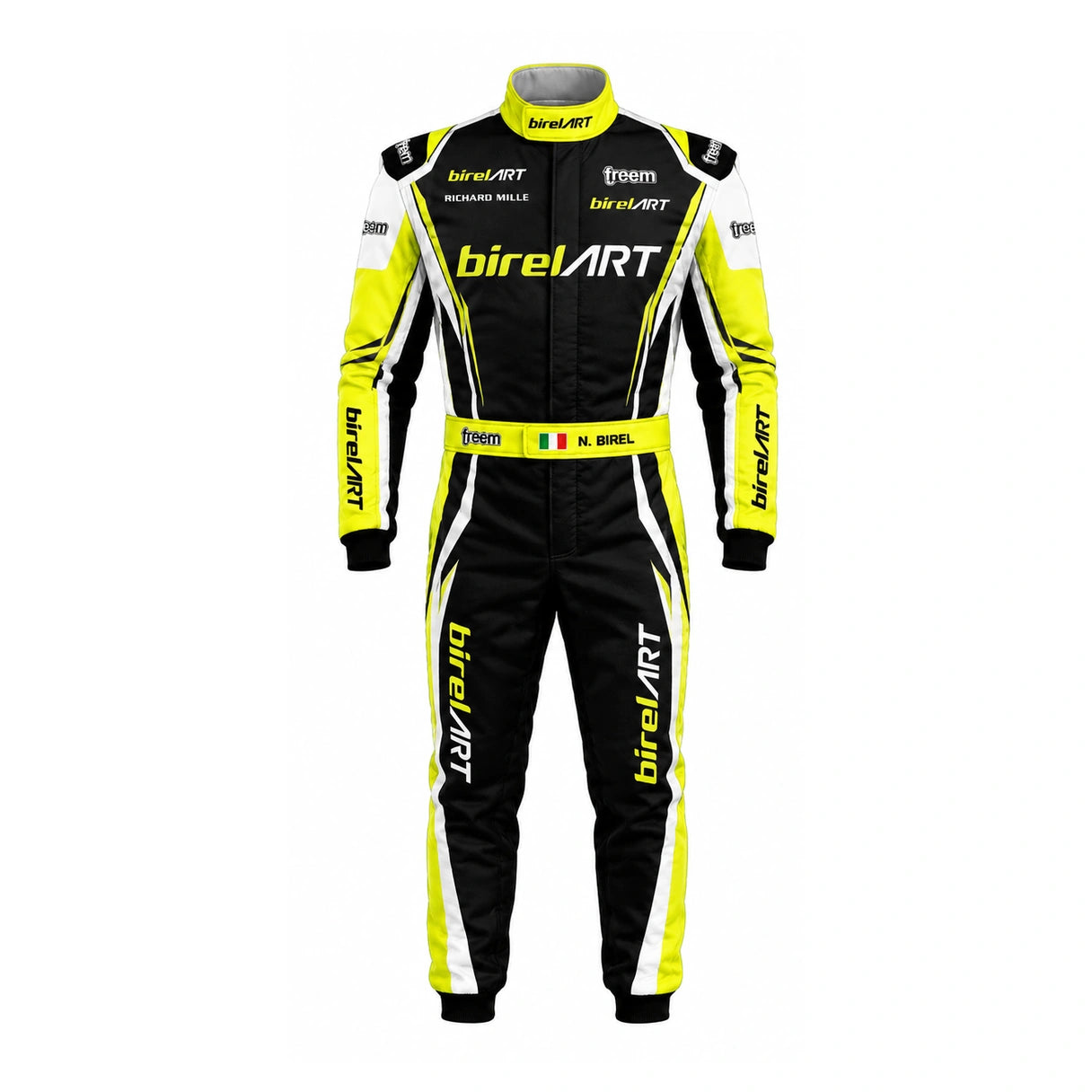 BirelART Black & Neon Yellow Karting Racing Suit – Custom Go Kart Suit