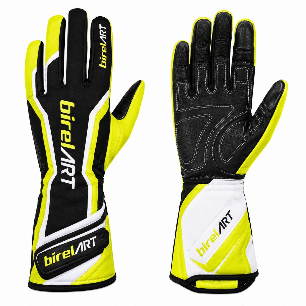 BirelART Black Neon Yellow Karting Gloves – Custom Go Kart Racing Gloves