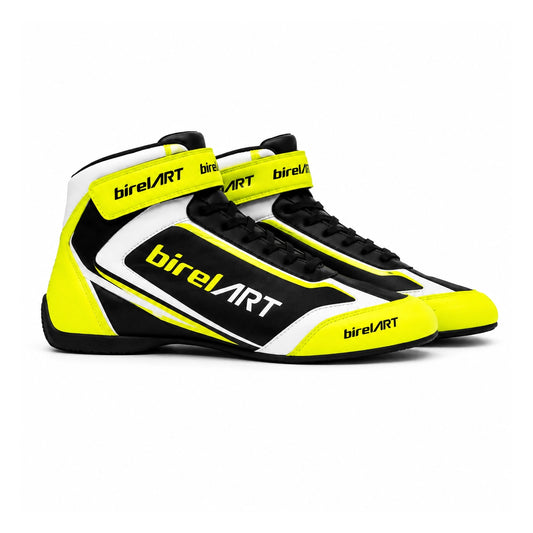 Birel ART Black Lime Karting Racing Shoes | High-Top Motorsport Shoes