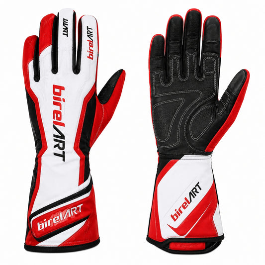 BirelART Red White Black Karting Gloves – Racing Gloves for Go Kart Drivers