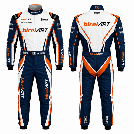 BirelART Navy Blue & Orange Karting Racing Suit – Custom Go Kart Suit