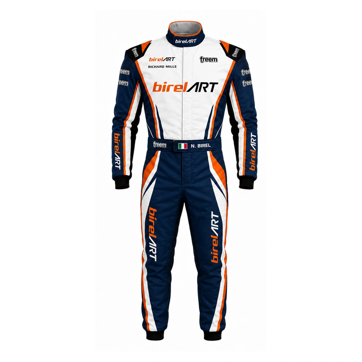 BirelART Navy Blue & Orange Karting Racing Suit – Custom Go Kart Suit
