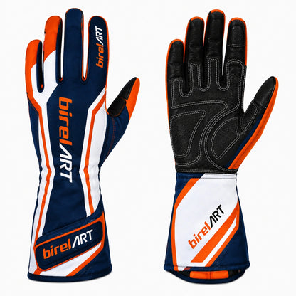 BirelART Navy Blue Orange Karting Gloves – Custom Go Kart Racing Gloves