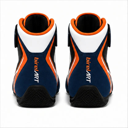 Birel ART Navy Orange Karting Racing Shoes | High-Top Motorsport Shoes