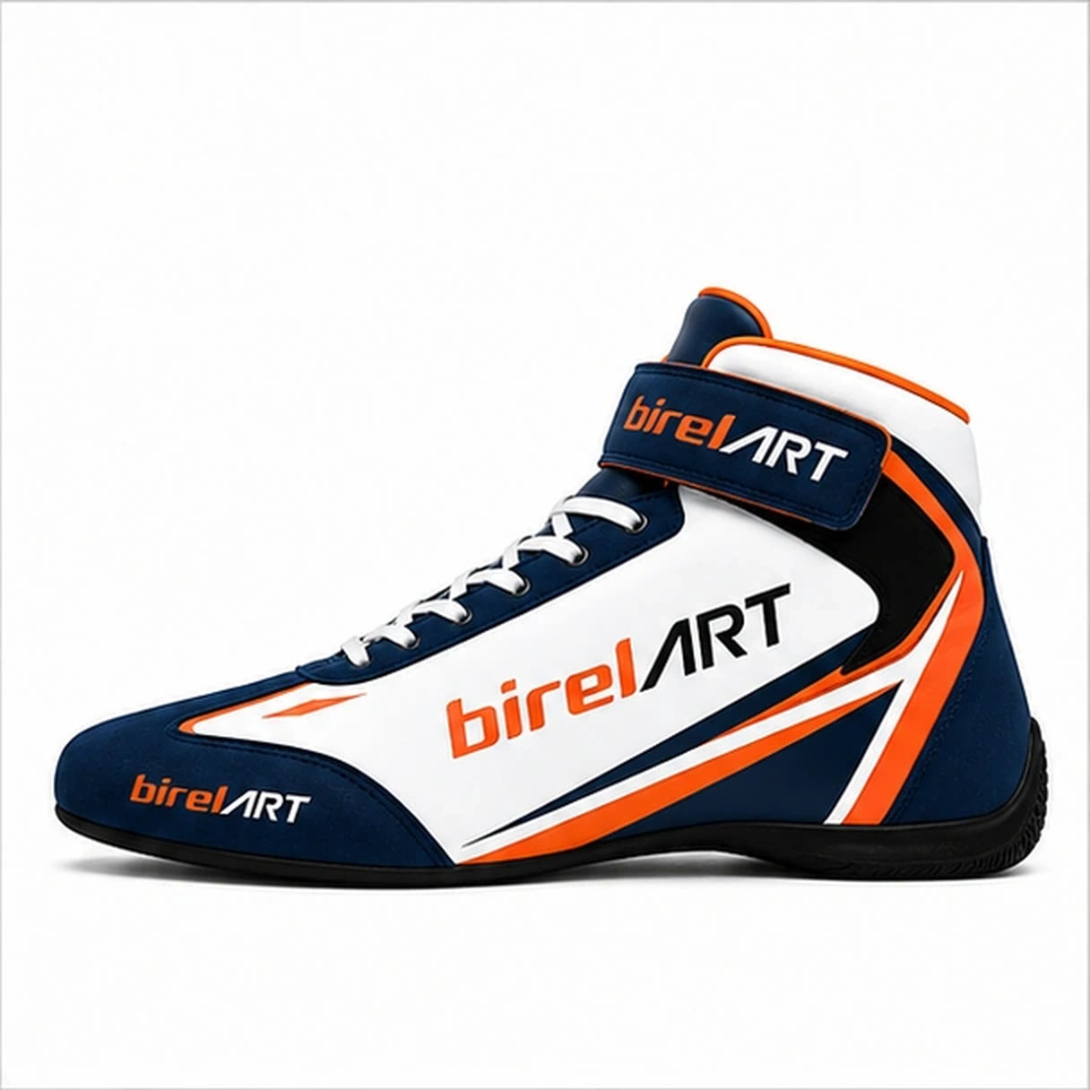 Birel ART Navy Orange Karting Racing Shoes | High-Top Motorsport Shoes