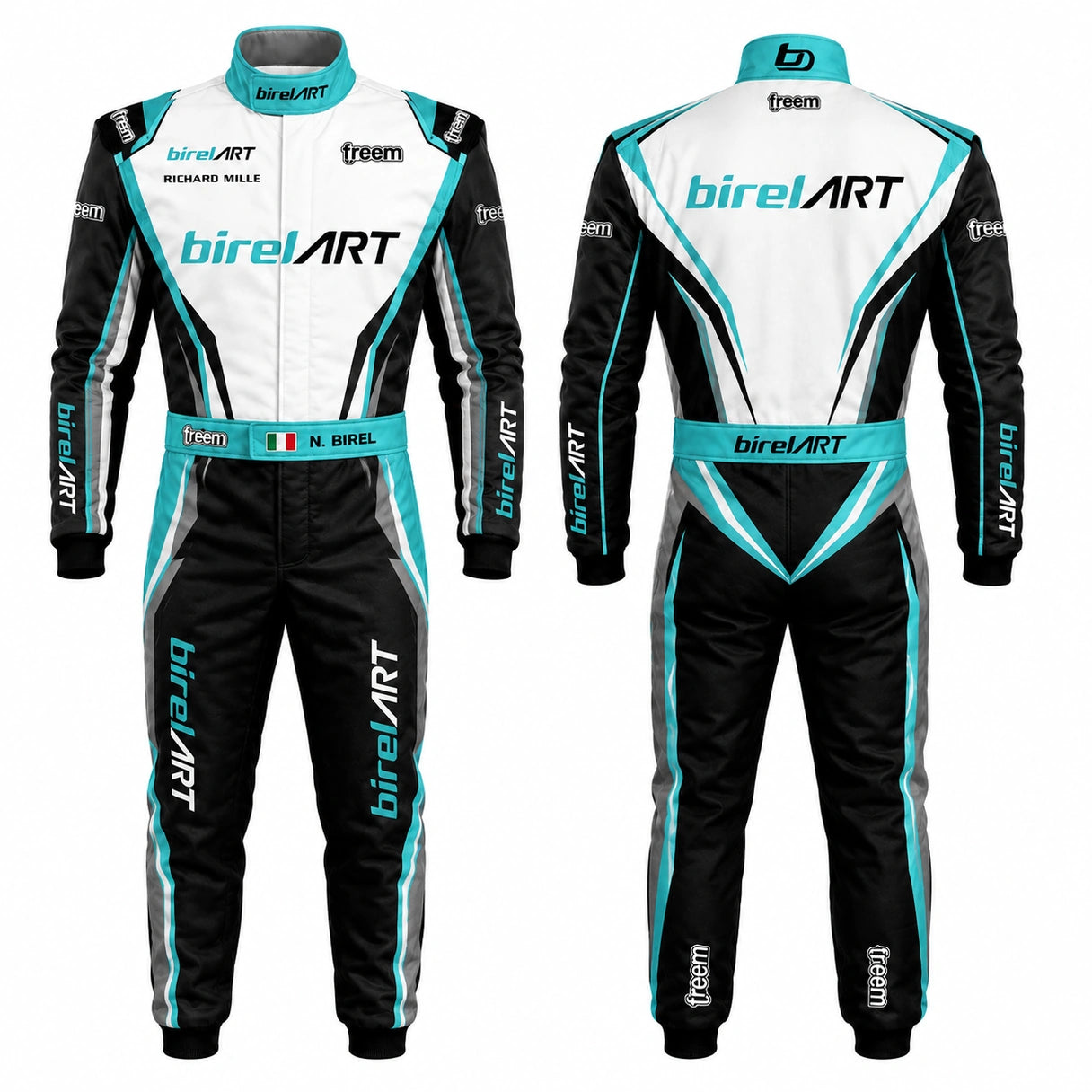 BirelART Turquoise Black Karting Racing Suit – Custom Go Kart Racing Suit
