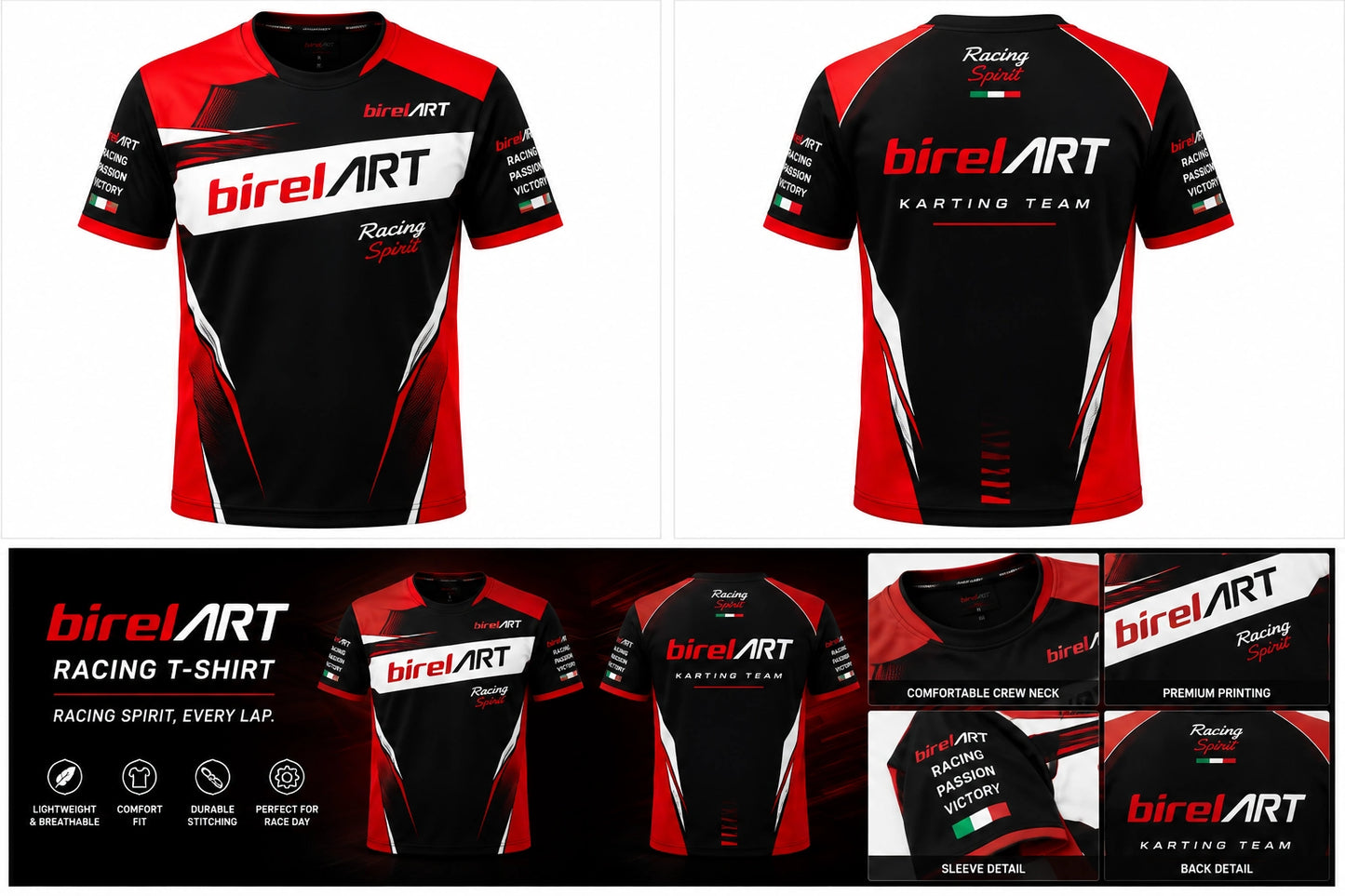 Birel ART Racing T-Shirt – Black Red Karting Team Shirt