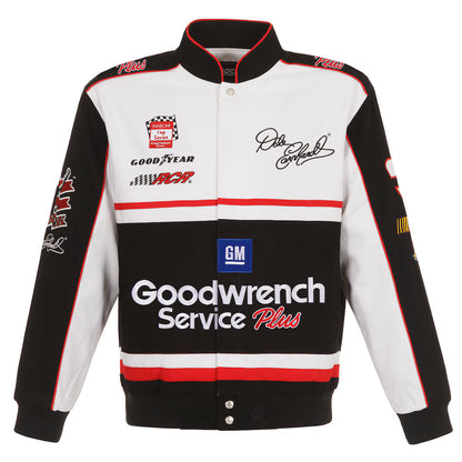 Men's Dale Earnhardt JH Design White/Black Goodwrench Twill Uniform Full-Snap Jacket | Official NASCAR Racing Jacket
