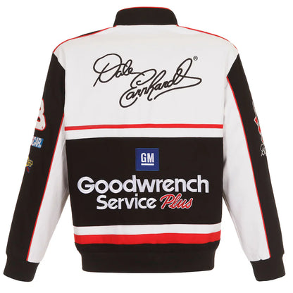 Men's Dale Earnhardt JH Design White/Black Goodwrench Twill Uniform Full-Snap Jacket | Official NASCAR Racing Jacket