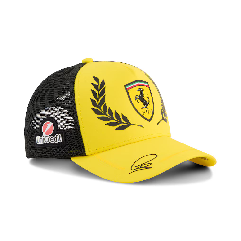 Lewis Hamilton Yellow Black Scuderia Ferrari Silverstone Trucker Hat Adjustable Unisex F1 Cap