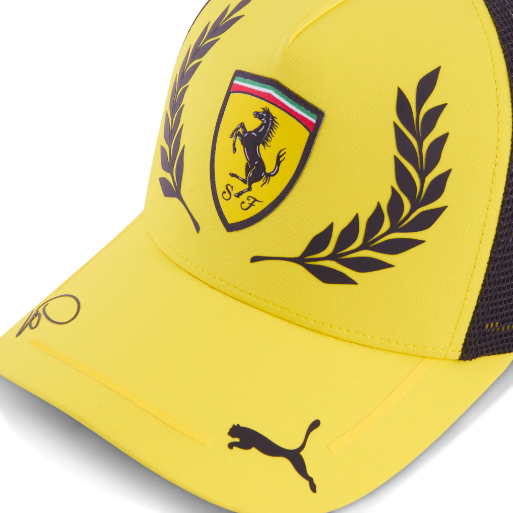Lewis Hamilton Yellow Black Scuderia Ferrari Silverstone Trucker Hat Adjustable Unisex F1 Cap