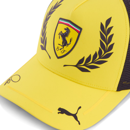 Lewis Hamilton Yellow Black Scuderia Ferrari Silverstone Trucker Hat Adjustable Unisex F1 Cap