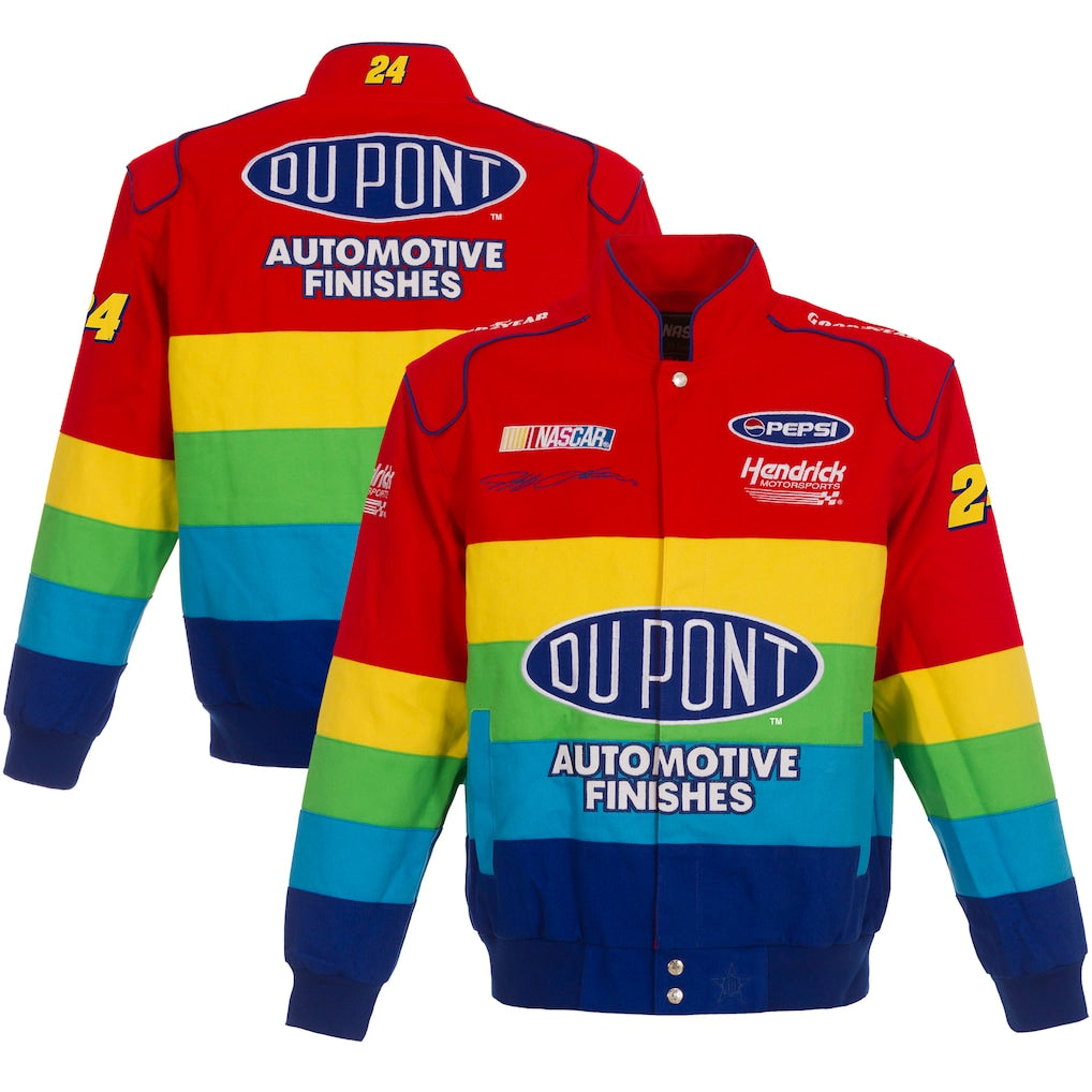 Men's Jeff Gordon JH Design Red/Blue DuPont Twill Uniform Full-Snap Jacket | Official NASCAR Racing Jacket