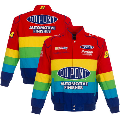 Men's Jeff Gordon JH Design Red/Blue DuPont Twill Uniform Full-Snap Jacket | Official NASCAR Racing Jacket