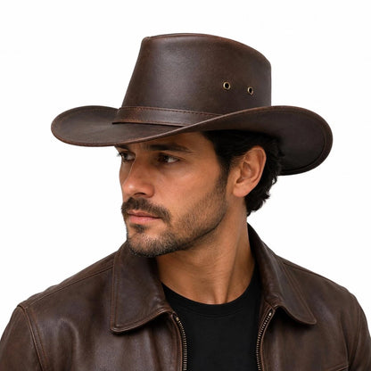 Apex Brown Leather Cowboy Hat – Classic Western Style Hat for Men