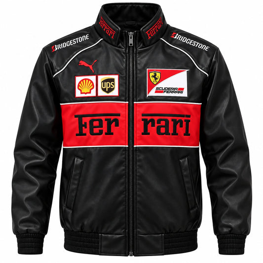 Ferrari Racing Leather Jacket – Vintage F1 Motorsport Jacket