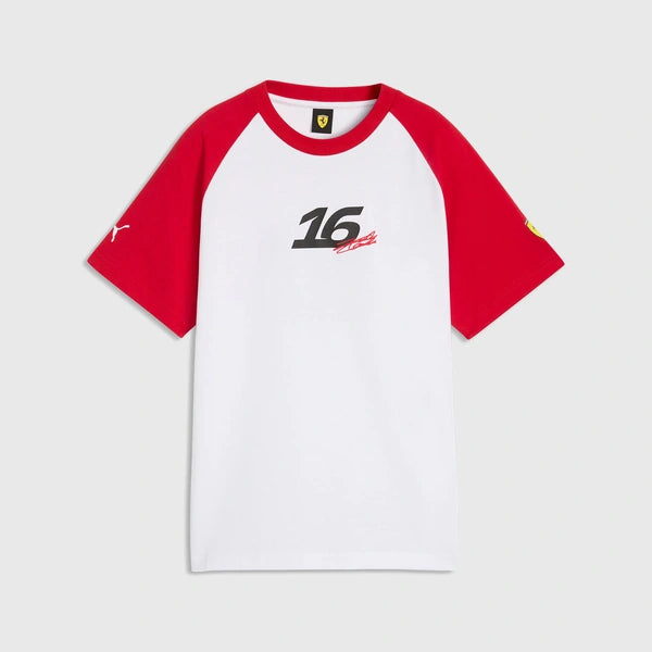 White and red baseball shirt with number 16 on a light gray background