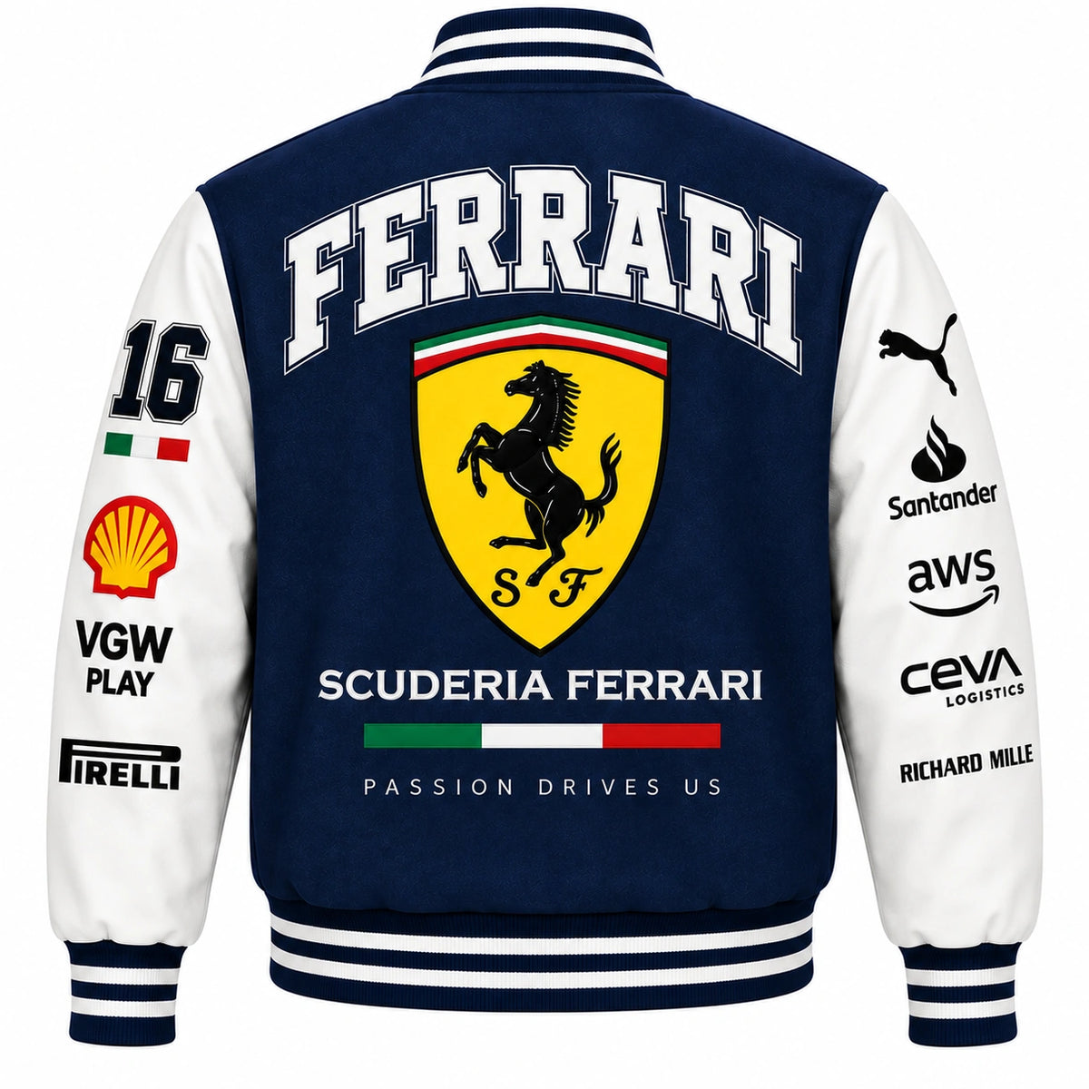 Ferrari Varsity Jacket – Scuderia Ferrari Motorsport Bomber Jacket (Blue)