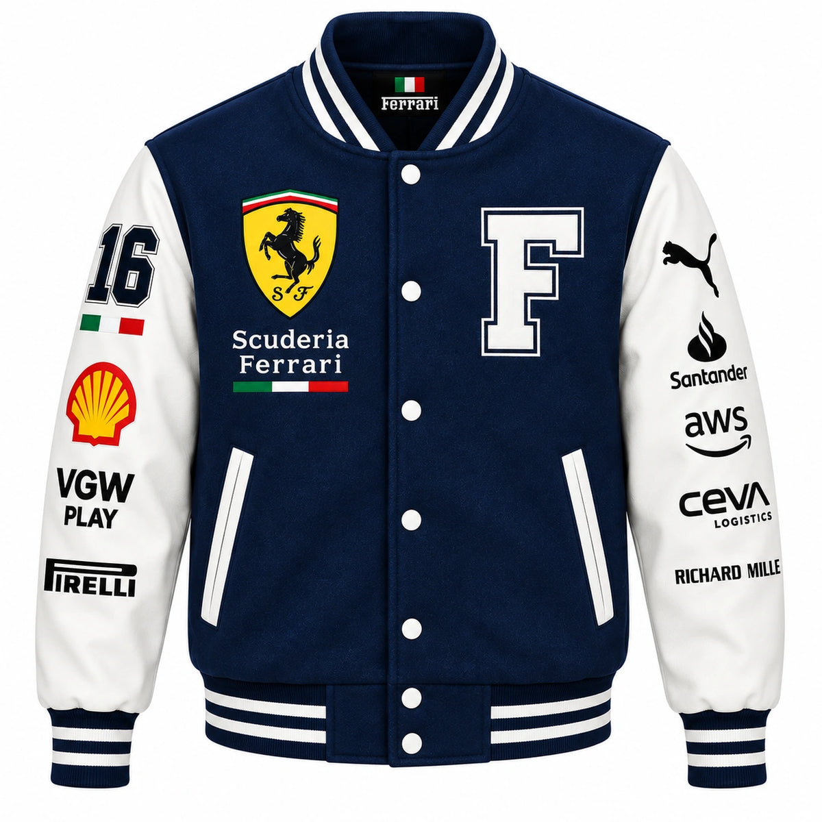 Ferrari Varsity Jacket – Scuderia Ferrari Motorsport Bomber Jacket (Blue)