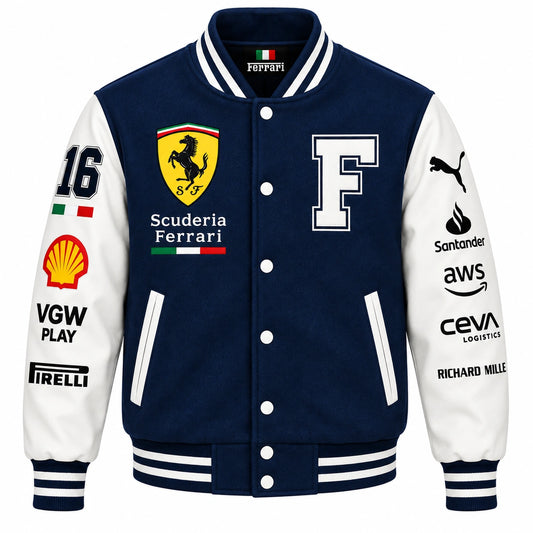Ferrari Varsity Jacket – Scuderia Ferrari Motorsport Bomber Jacket (Blue)