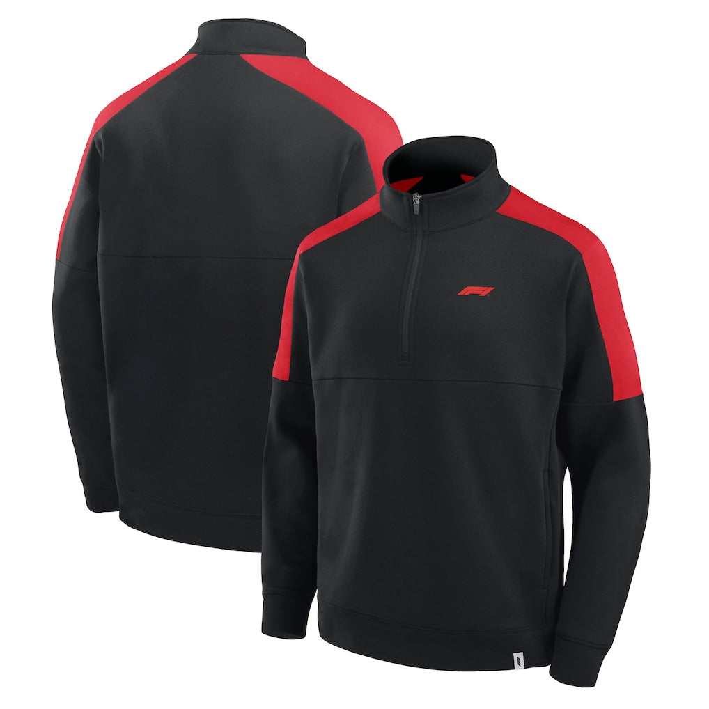 Formula 1 Classic Half Zip Sweat Top Black Red Unisex F1 Pullover Sweatshirt Premium Motorsport Casual Jacket