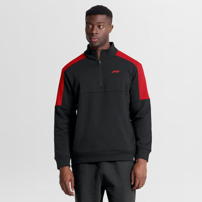 Formula 1 Classic Half Zip Sweat Top Black Red Unisex F1 Pullover Sweatshirt Premium Motorsport Casual Jacket