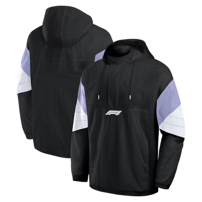 Formula 1 Street Windbreaker Jacket Black | Premium F1 Hooded Pullover Windbreaker Unisex