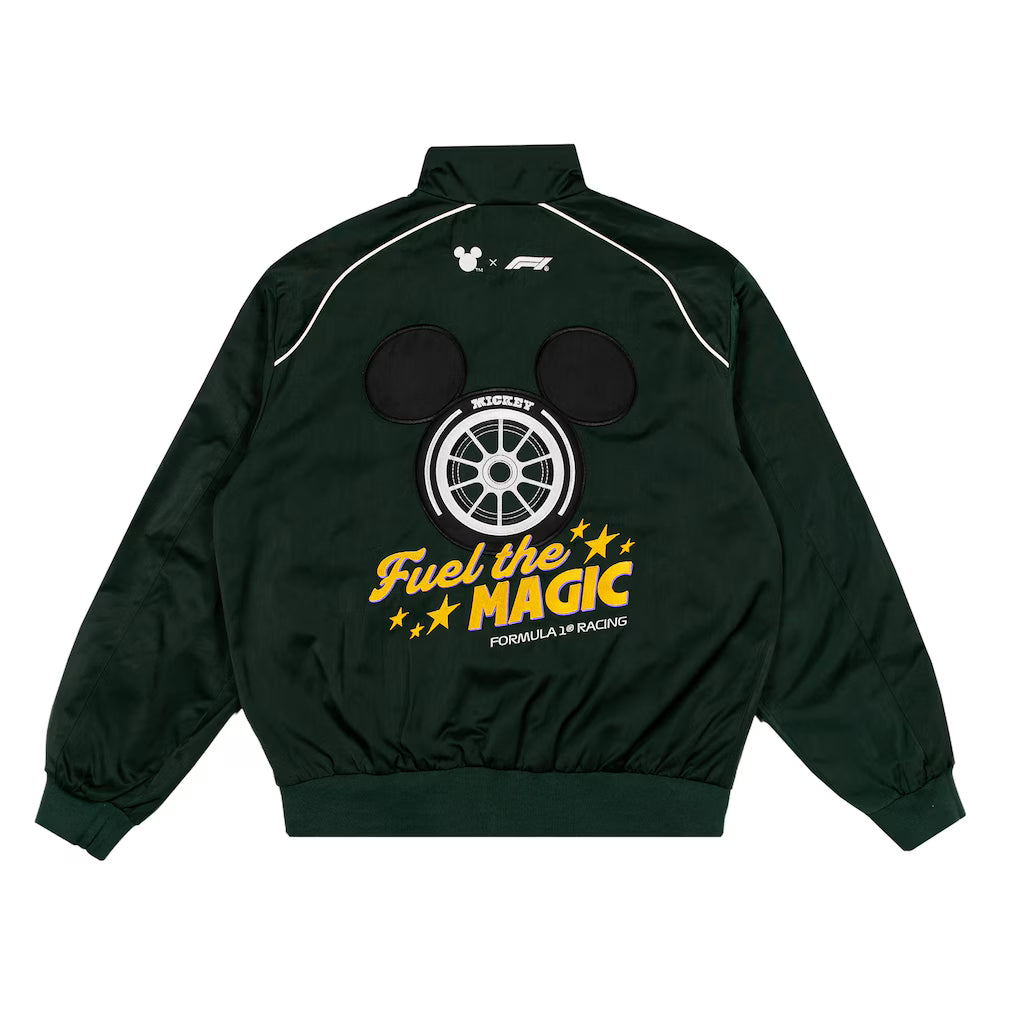 Formula 1 x Disney Fuel Racing Jacket Green Unisex | F1 Mickey Motors Full-Zip Racing Jacket