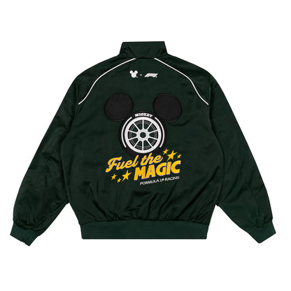 Formula 1 x Disney Fuel Racing Jacket Green Unisex | F1 Mickey Motors Full-Zip Racing Jacket