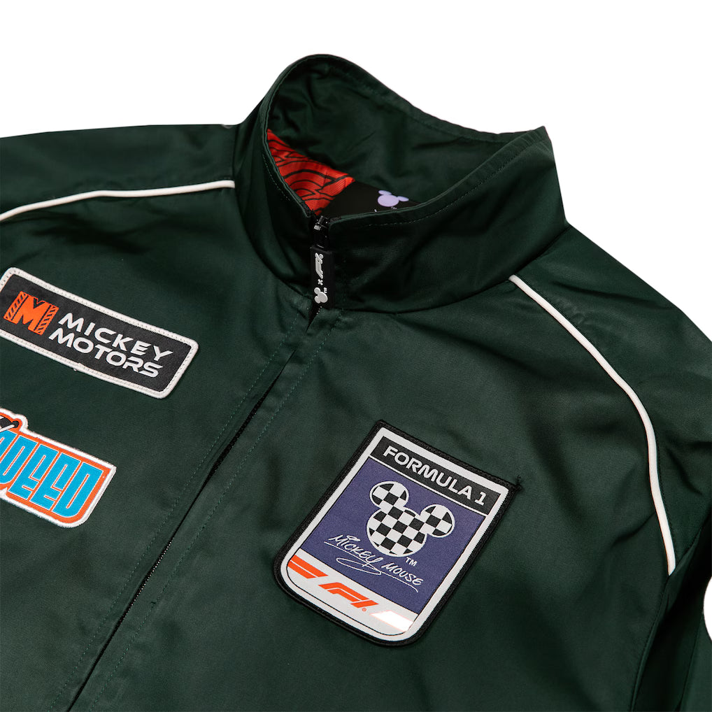 Formula 1 x Disney Fuel Racing Jacket Green Unisex | F1 Mickey Motors Full-Zip Racing Jacket